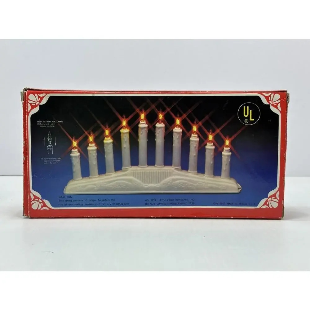 Vintage 10 Lite Midget Bulbs Candolier Electric Yuletide Concepts Christmas 1987